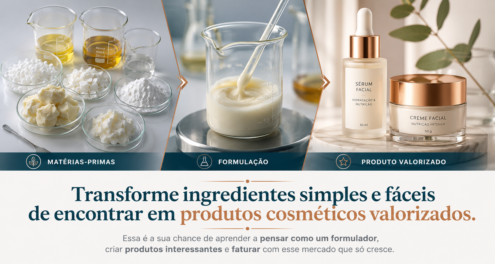 Matérias-primas cosméticas, processo de formulação e produto cosmético valorizado